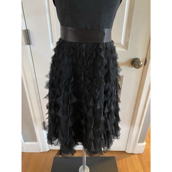 White House Black‎ Market Size 6 Strapless Chiffon Ruffled Bottom Black Dress - Picture 3 of 16